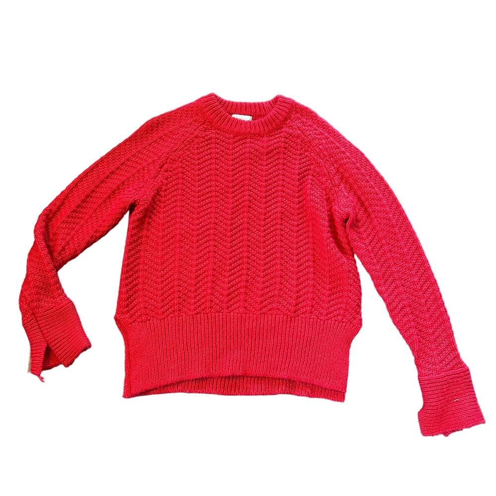 H&M Women's Sweater Small Red Knit Pullover Wool Blend Holiday Chunky‎ Cozy Warm